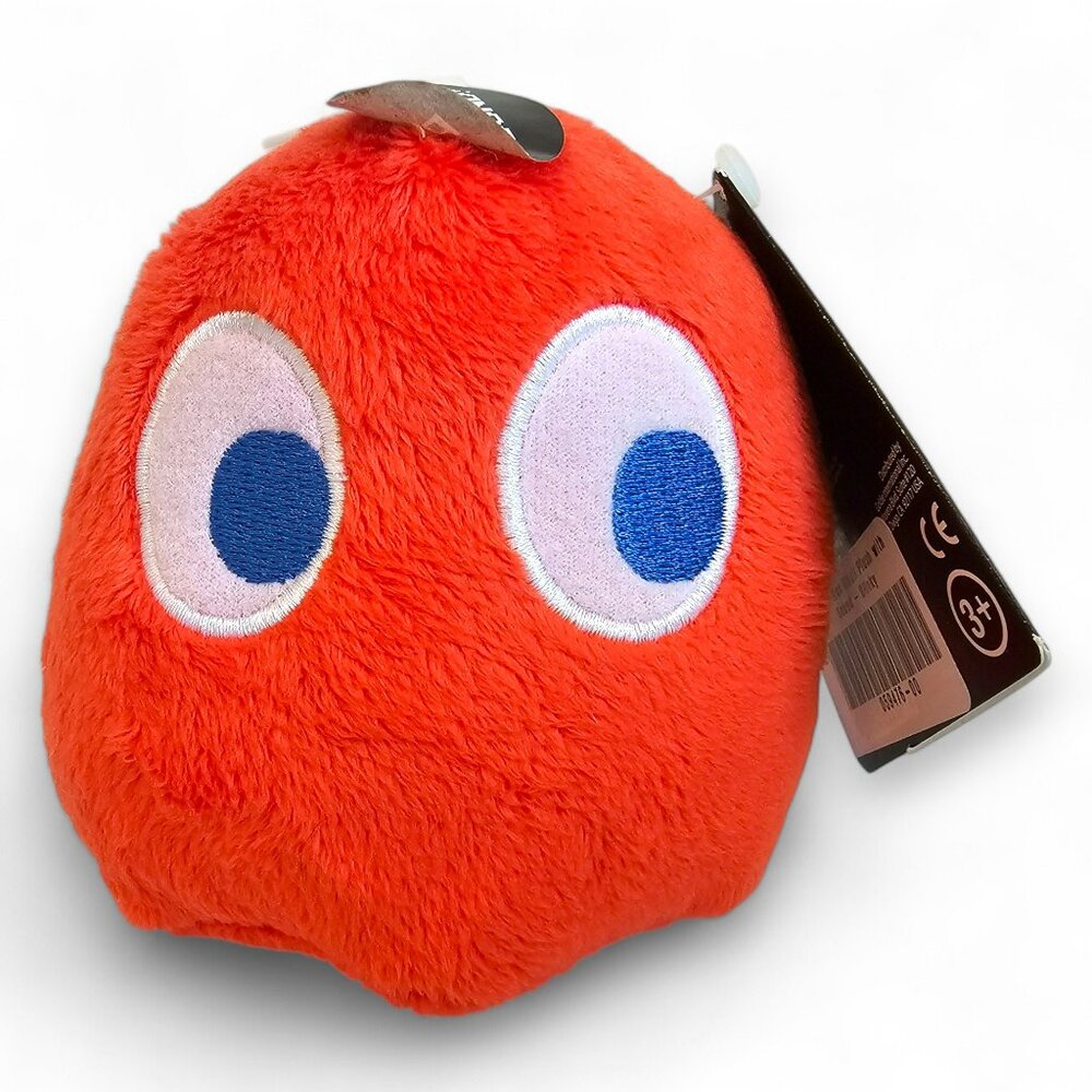 Paladone NAMCO Pac Man Blinky Red Ghost Plush Stuffed Toy Tags WORKING Bandai 4"